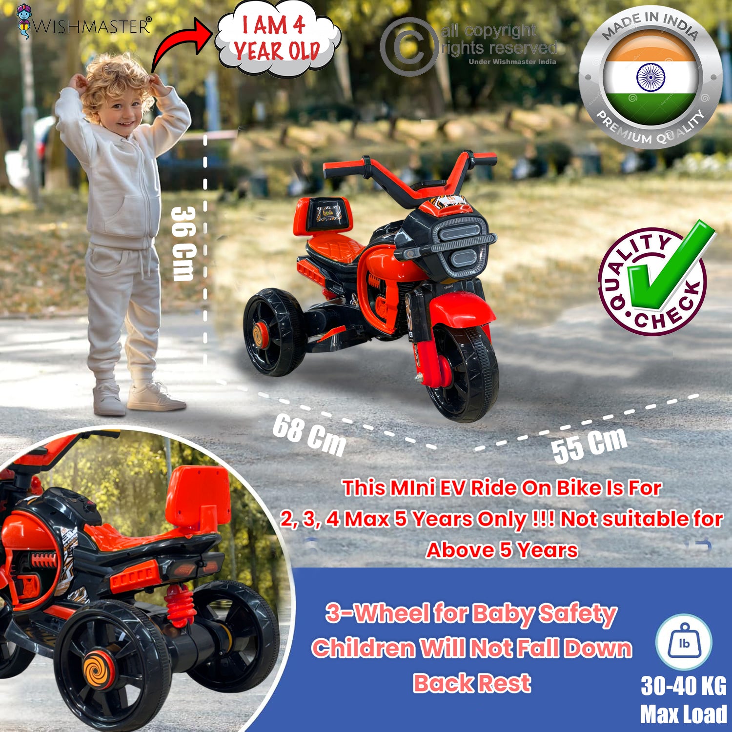 Kids Electric Bike, Ride-On Toy for Ages 2-4 Years, Birthday Gift for Boys and Girls (Mini EV Bike for Babies 2, 3, 4 Years, Red) Kids Electric Bike, Ride-On Toy for Ages 2-4 Years, Birthday Gift for Boys and Girls (Mini EV Bike for Babies 2, 3, 4 Years, Red)
